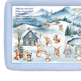 Tava mot baieti, aniversare 1 an, tematica Craciun, catifea bleu, 7 piese, 34x25 cm, REC5011/27